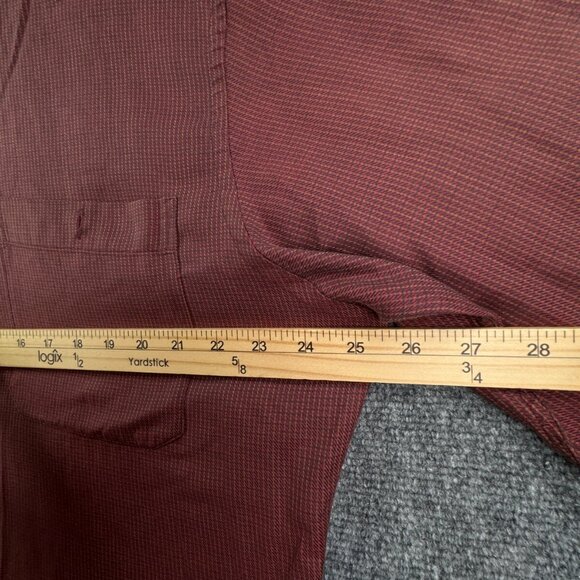 Scott Barber Button Up Shirt Men Large Red Check All Cotton Soft Long Sleeve - Picture 6 of 13